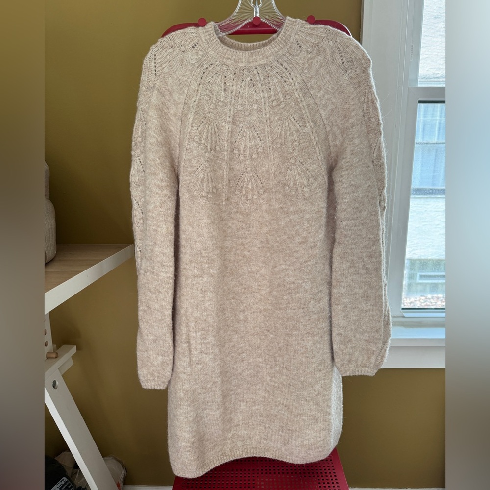 Boden cream-colored wool sweater dress